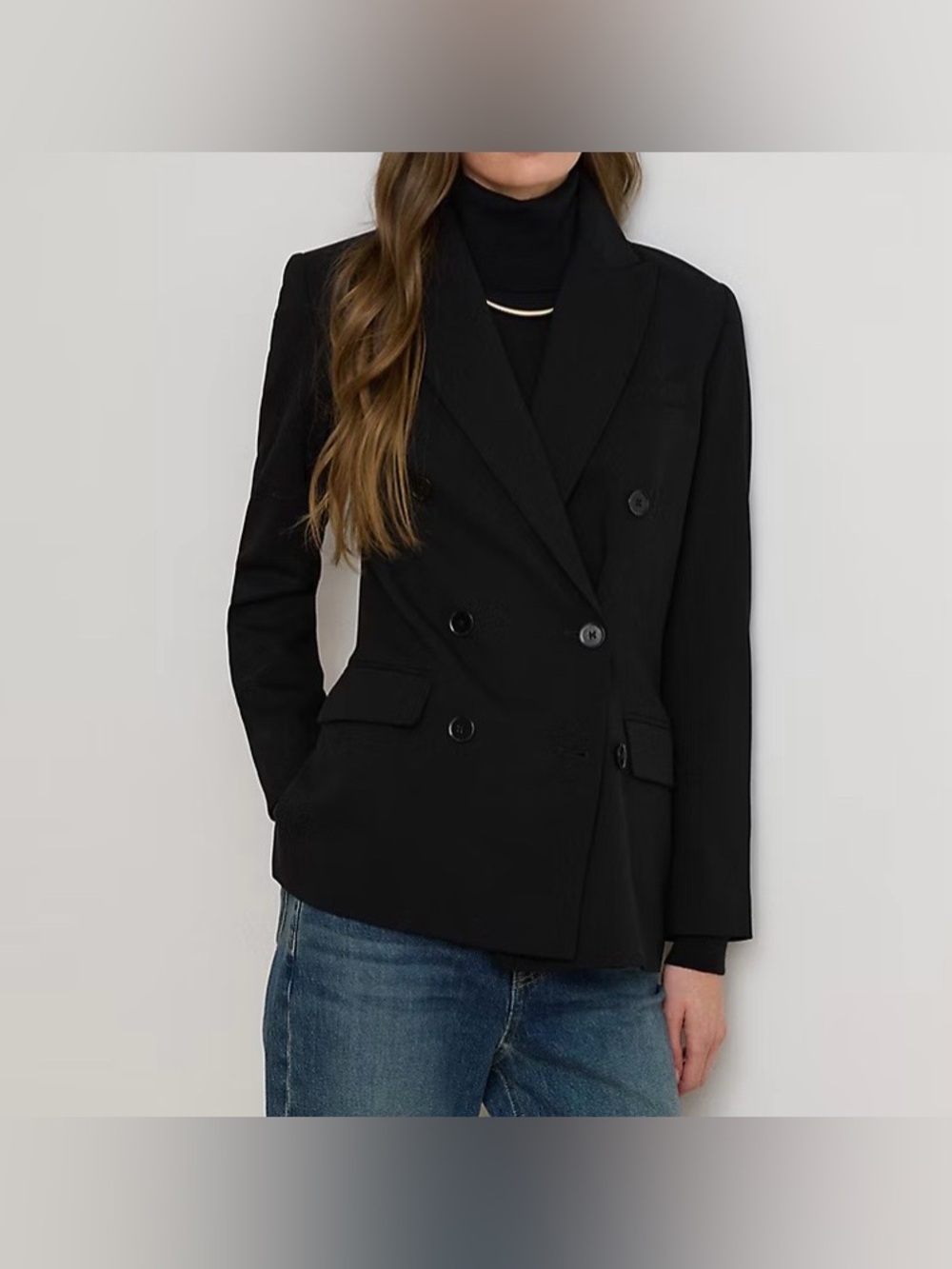 Lauren Ralph Lauren Double Breasted Wool Crepe Blazer Size 10 NWOT Black
